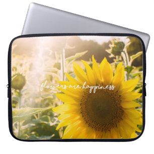 Real Sunflower Photo Field Flowers Are Happiness Laptop Sleeve