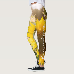 Real Sunflower Photo Field Flowers Are Happiness Leggings