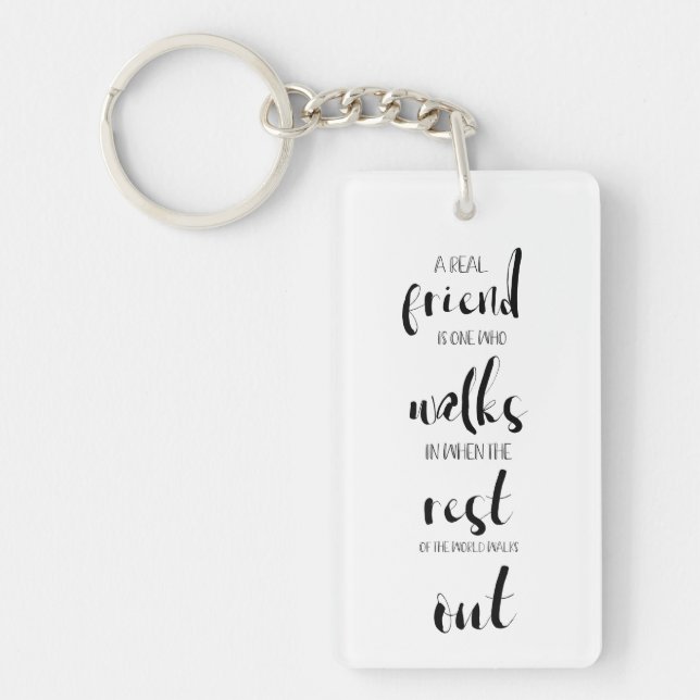 real sweet friendship quote black & white cute key ring (Front)