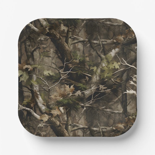 Real Tree Camouflage Paper Plates (Front)
