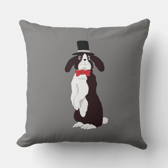 Real Tuxedo Bunny Cushion (Front)