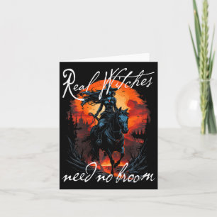 Real Witches Need No Broom Gothic Witch On Horse H Card