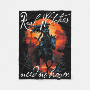Real Witches Need No Broom Gothic Witch On Horse H Fleece Blanket