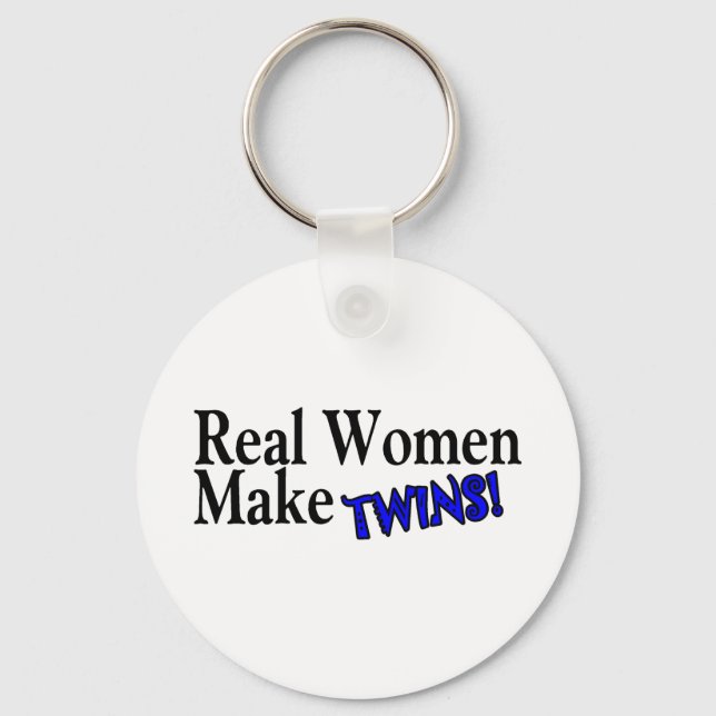 Real Woman Make Twins (Blue) Key Ring (Front)