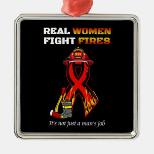 REAL WOMEN FIGHT FIRES METAL TREE DECORATION