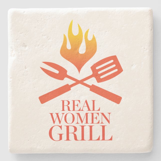 Real Women Grill Stone Coaster (Front)