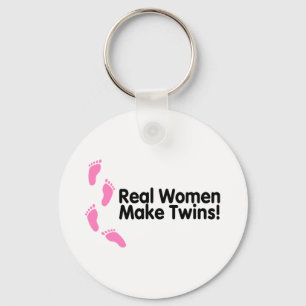 Real Women Make Twins (Pink Footprints) Key Ring