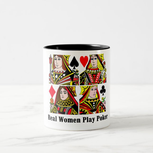 Real Women Play Poker Two-Tone Coffee Mug (Center)