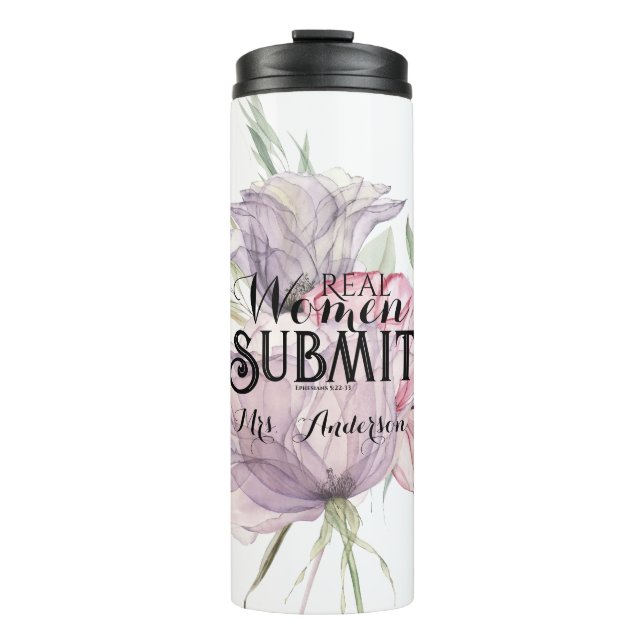 Real Women Submit Script Thermal Tumbler (Front)