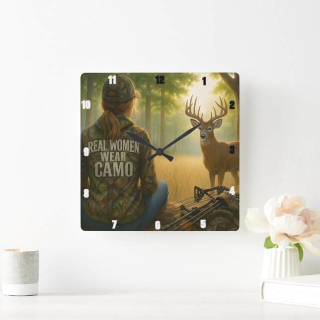"REAL WOMEN WEAR CAMO SQUARE WALL CLOCK (Home)