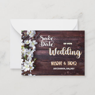 Real Wood Textured Save the Date Card