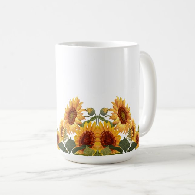 Real Yellow Sunflowers  Mug (Front Right)