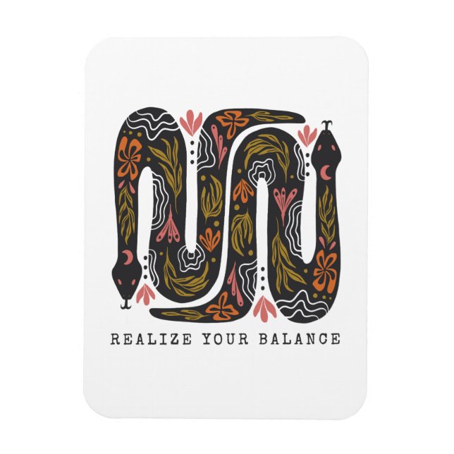 Realise Your Balance Floral Snakes Magnet (Vertical)