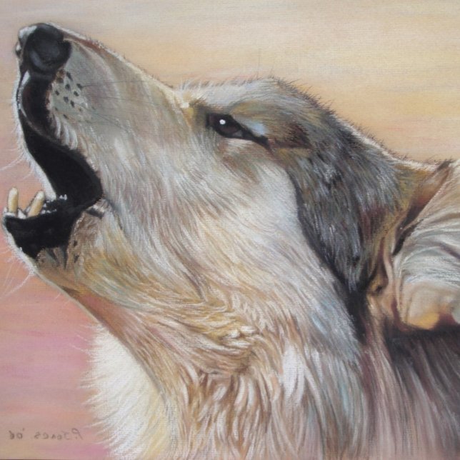 realist wildlife painting of a grey wolf howling jigsaw puzzle (Creator Uploaded)