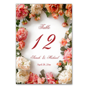 Realistic 3D Flowers Wedding Table Number