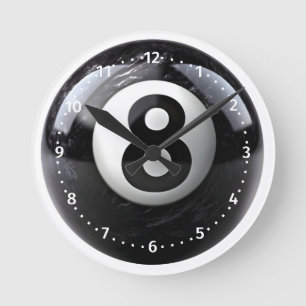 Realistic 3D Magic 8-Ball – Glossy Billiards Round Clock
