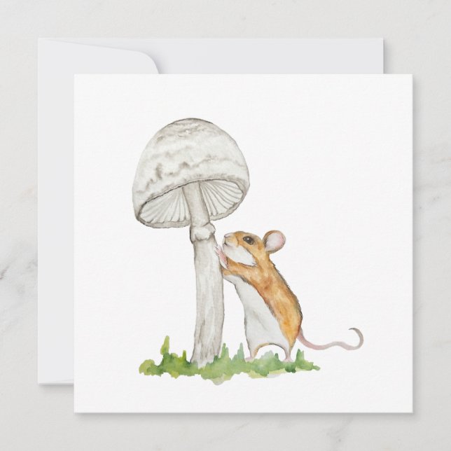 Realistic a funny field mouse and mushroom (Front)