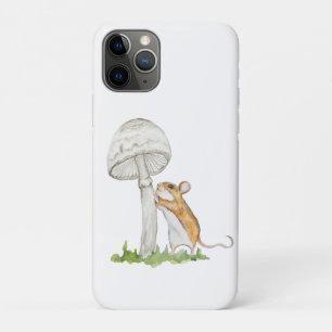 Realistic a funny field mouse and mushroom iPhone 11 pro case
