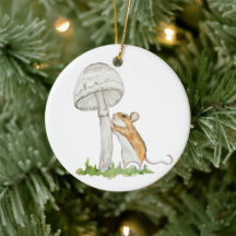 Realistic a funny field mouse and mushroom