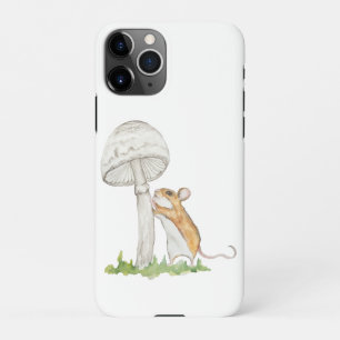 Realistic a funny field mouse and mushroom iPhone 11Pro case