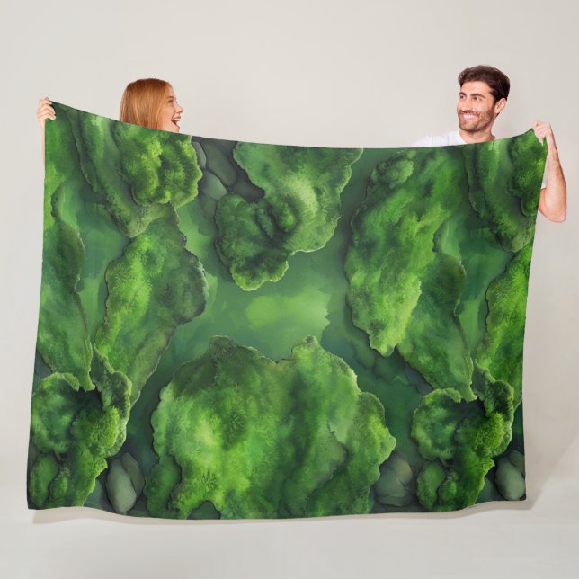  Realistic & Abstract Green Moss natural design- Fleece Blanket (In Situ)