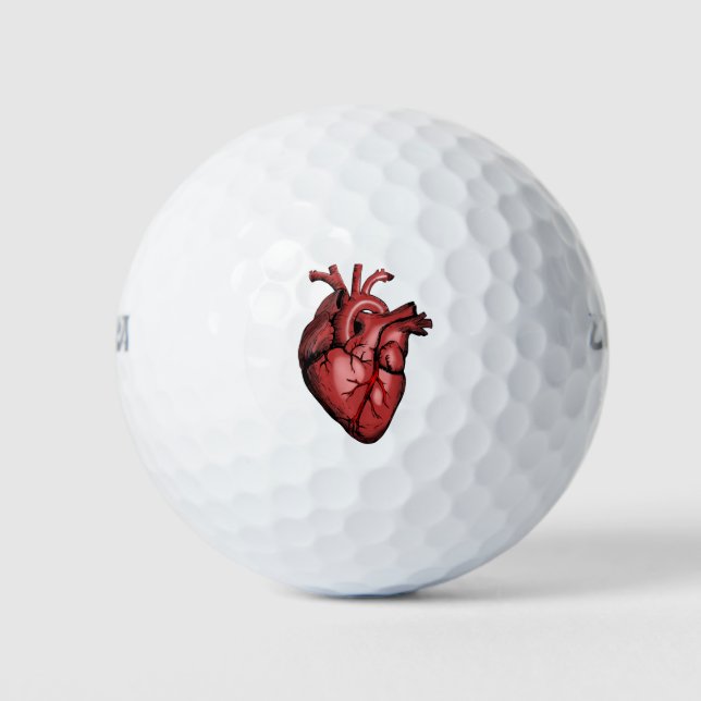Realistic Anatomical Heart Image Golf Balls (Front)