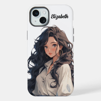 Realistic anime girl iPhone 15 plus case