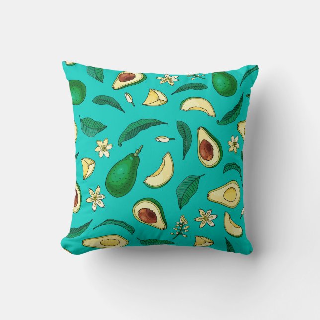 Realistic avocado. Seamless pattern. Summer exotic Cushion (Front)