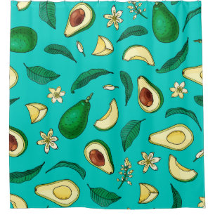 Realistic avocado. Seamless pattern. Summer exotic Shower Curtain