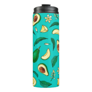 Realistic avocado. Seamless pattern. Summer exotic Thermal Tumbler