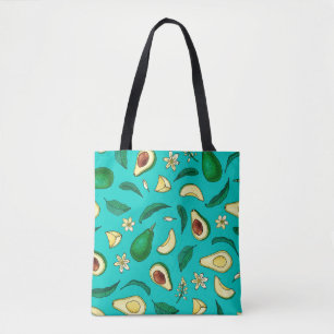 Realistic avocado. Seamless pattern. Summer exotic Tote Bag