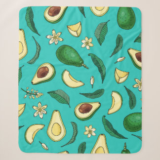 Realistic Avocado: Summer Food Pattern Sherpa Blanket