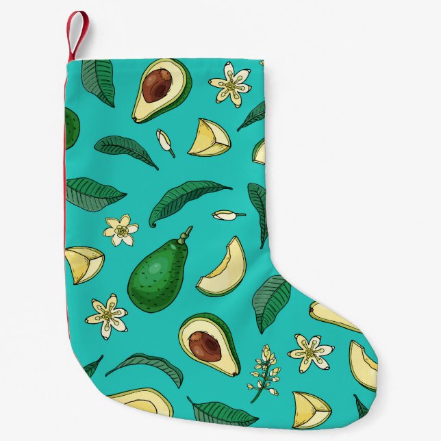 Realistic Avocado: Summer Food Pattern Small Christmas Stocking (Front)