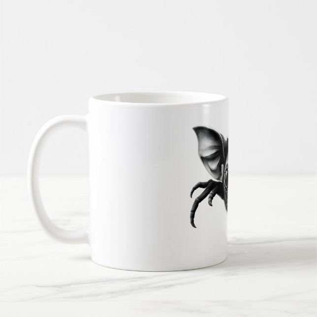Realistic Aye-Aye Head Black & White T-Shirt Coffee Mug (Left)