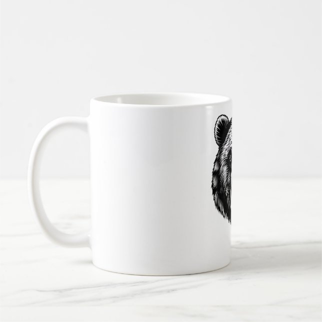 Realistic Bear Head T-Shirt - Black & White Coffee Mug (Left)