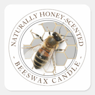 Realistic Bee Beeswax Candle Label