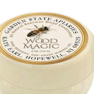 Realistic Bee Beeswax Wood Conditioner Label