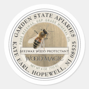 Realistic Bee Beeswax Wood Conditioner Label