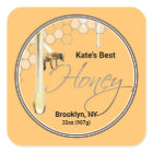 Realistic Bee Honeycomb Honey drip label