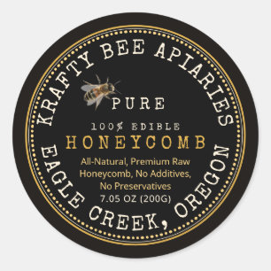 Realistic Bee Honeycomb Label