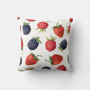 Realistic Berries Delicious Seamless Pattern Cushion