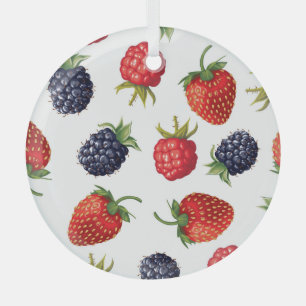 Realistic Berries Delicious Seamless Pattern Glass Tree Decoration