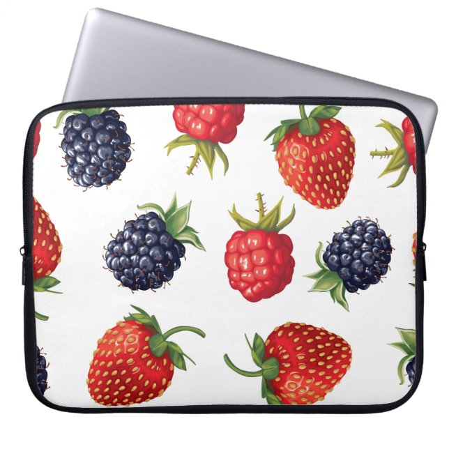 Realistic Berries Delicious Seamless Pattern Laptop Sleeve (Front)