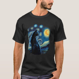 Realistic Black Cat Kitten in the space Kitten or T-Shirt