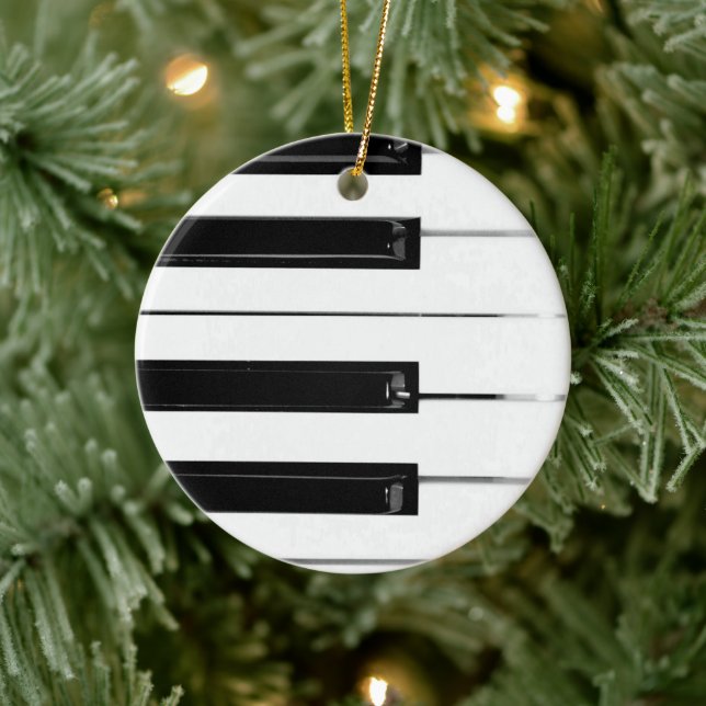 Realistic Black White Piano Keyboard Keys Ceramic Tree Decoration (Tree)