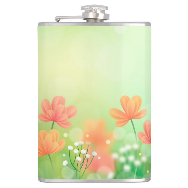 Realistic Blurred Spring Background-2374 Hip Flask (Front)