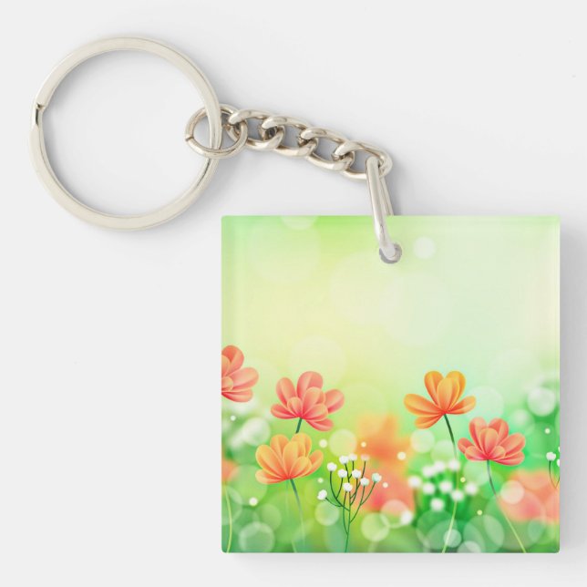 Realistic Blurred Spring Background-52374 Key Ring (Front)