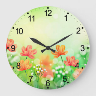 Realistic Blurred Spring Background-52374 Large Clock
