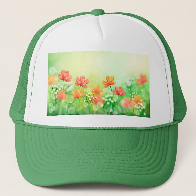 Realistic Blurred Spring Background-52374 Trucker Hat (Front)