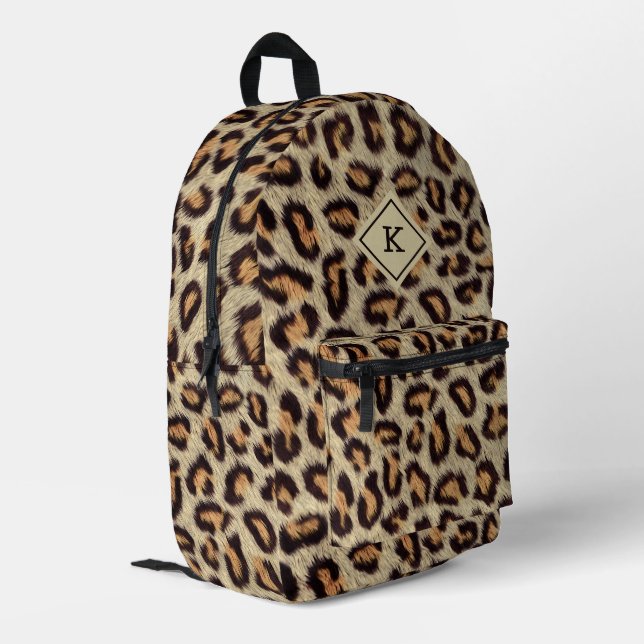 Realistic brown Leopard spots fur texture print Printed Backpack (Back Corner Left)